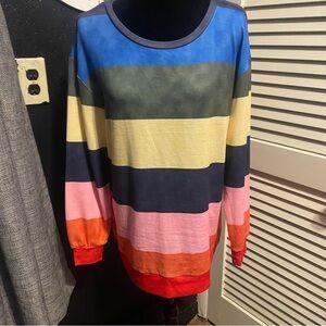 Luukse Women’s Long-Sleeve Size Large Colorful Striped Top